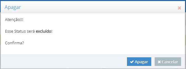 Janela confirmar exclusão status