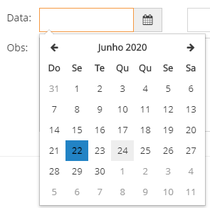 Calendário data