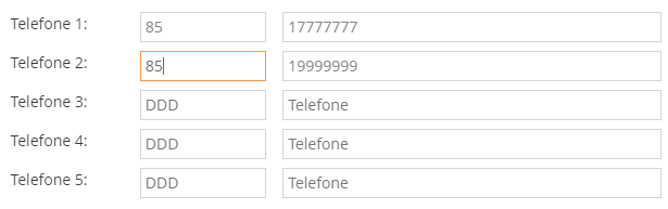 Telefones adicionados