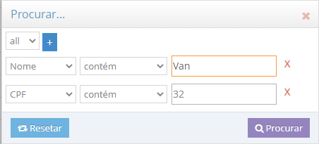 Multiplos filtros preenchidos