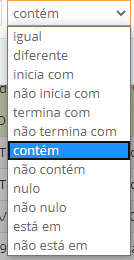 Filtros que podem ser utilizados na busca